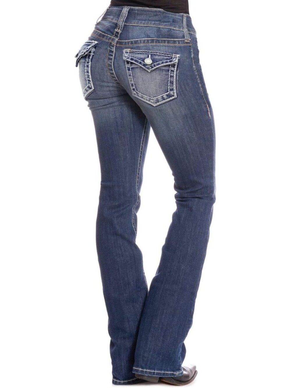 Curvy Bootcut Jeans for Women - Stylish Western Cowgirl Denim with Pockets